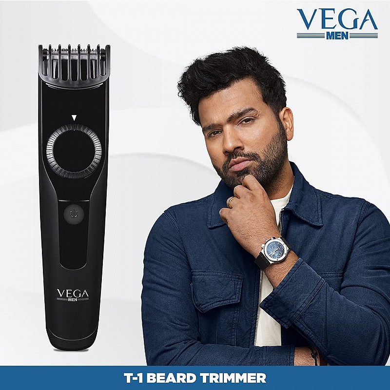 Vega Men T1 Beard Trimmer For Men With 40 Mins Run Time, Usb Charging & 23 Length Settings, (Vhth-18,Black).