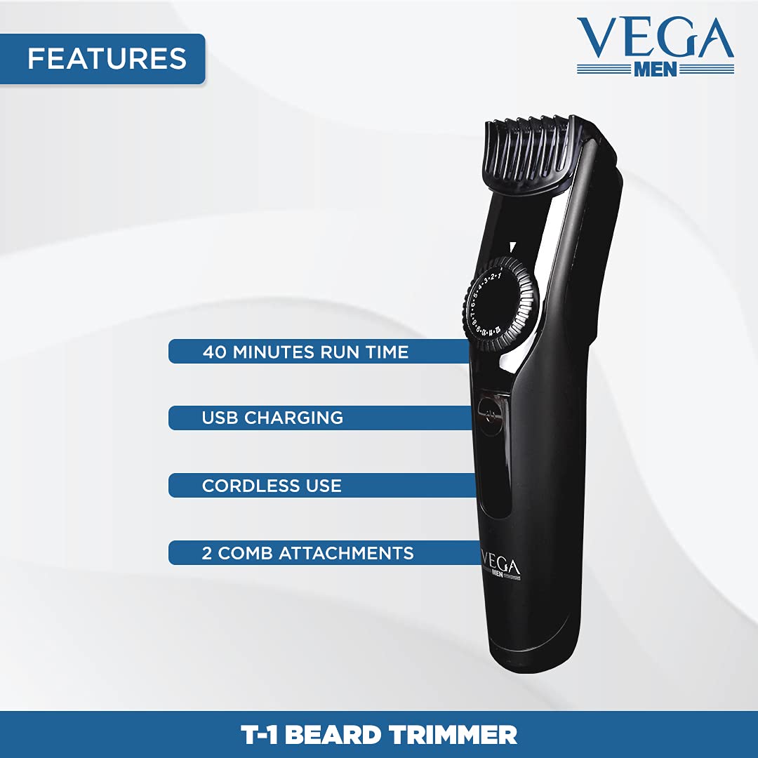 Vega Men T1 Beard Trimmer For Men Vhth-18 Black