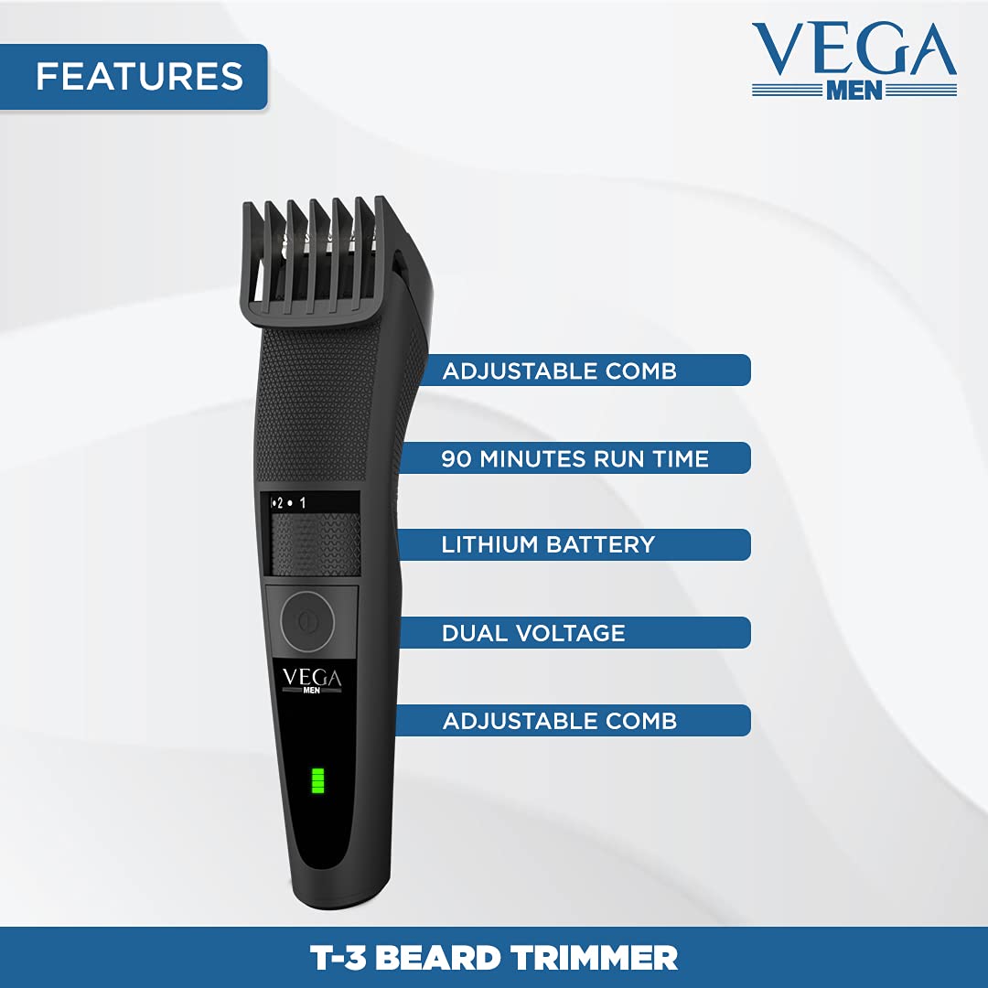 Vega VHTH-19 Men T3 Beard Trimmer Black