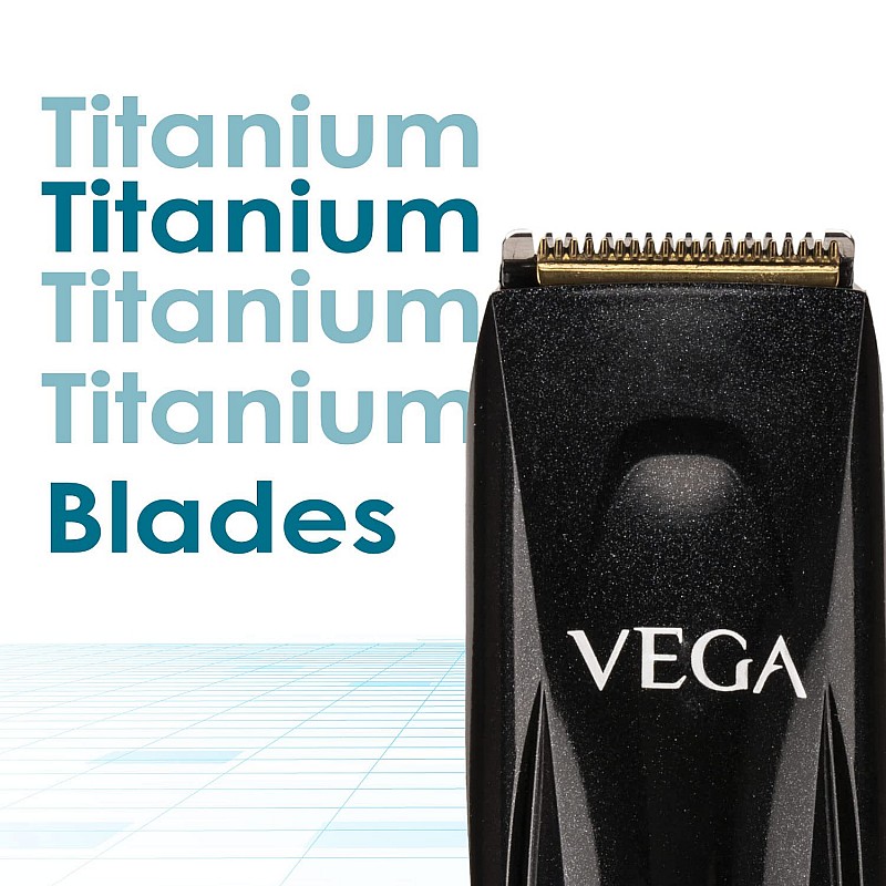 Vega P2 Beard Trimmer for Men with 160 Mins Runtime, Titanium Blades & 40 Length Settings, (VHTH-26)