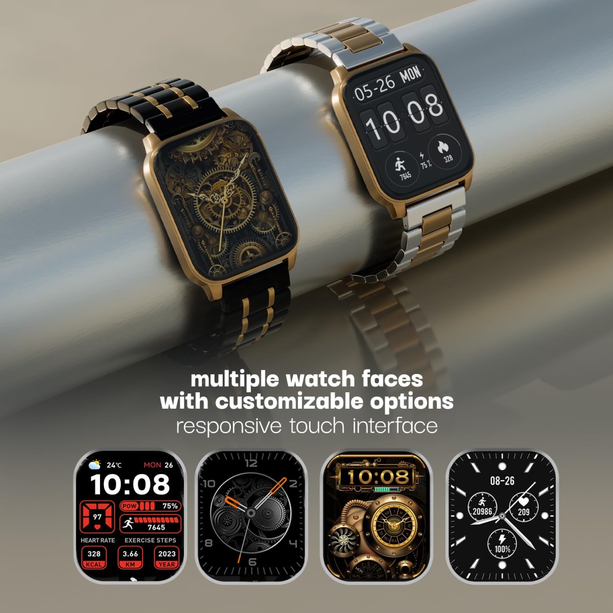 Vibez Imperial Luxury Smartwatch for Women & Men - Stainless Steel Strap, 1.83" Display, High Resolution