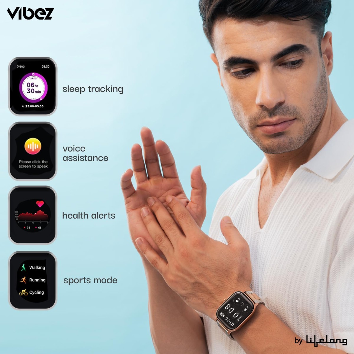 Vibez Imperial Luxury Smartwatch for Women & Men - Stainless Steel Strap, 1.83" Display, High Resolution