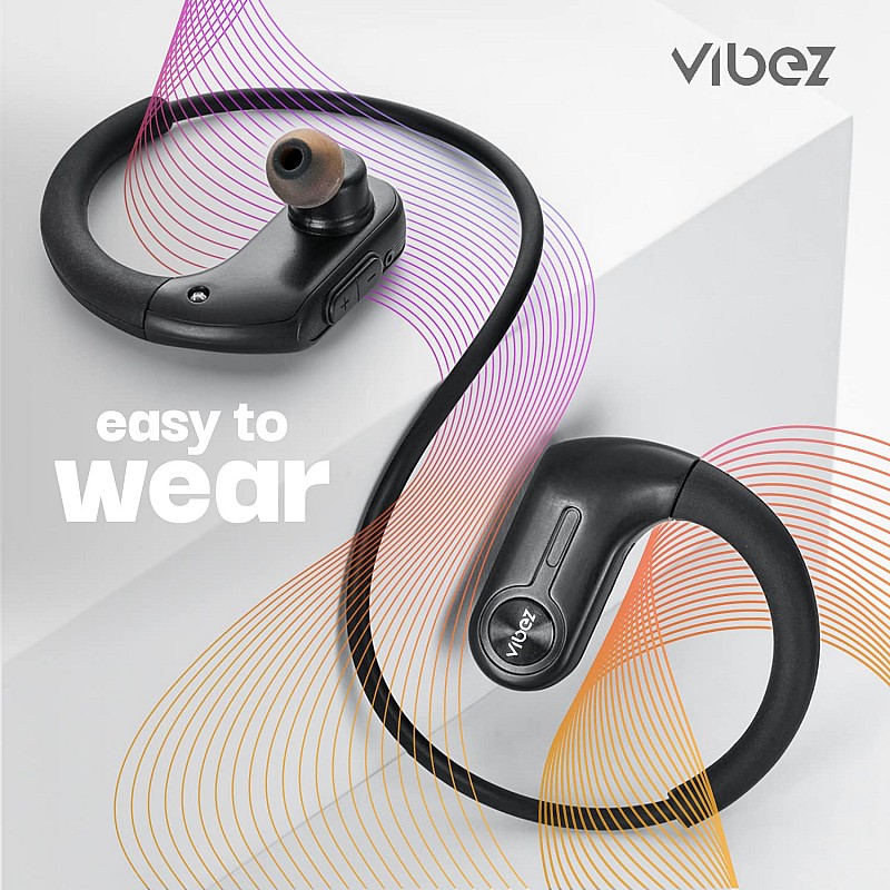 Vibez by Lifelong 32GB Inbuilt Storage Wireless Earphones   Supports Bluetooth v.5.31 with Noise Cancellation,  Black