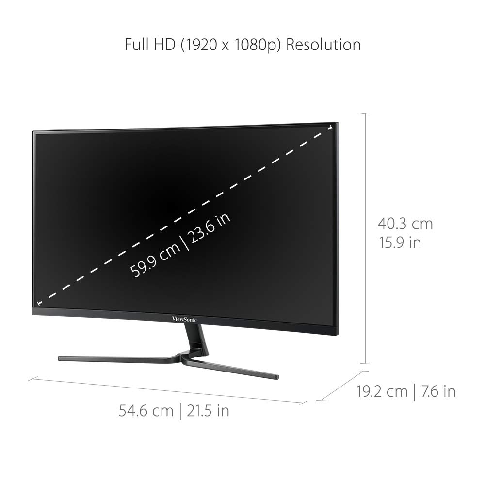 ViewSonic VX2458-C-MHD 60.96 cm 24 Inch Full HD LED 1080p 1ms Curved Gaming Monitor HDMI-DP