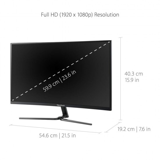 ViewSonic VX2458-C-MHD 60.96 cm 24 Inch Full HD LED 1080p 1ms Curved Gaming Monitor HDMI-DP 
