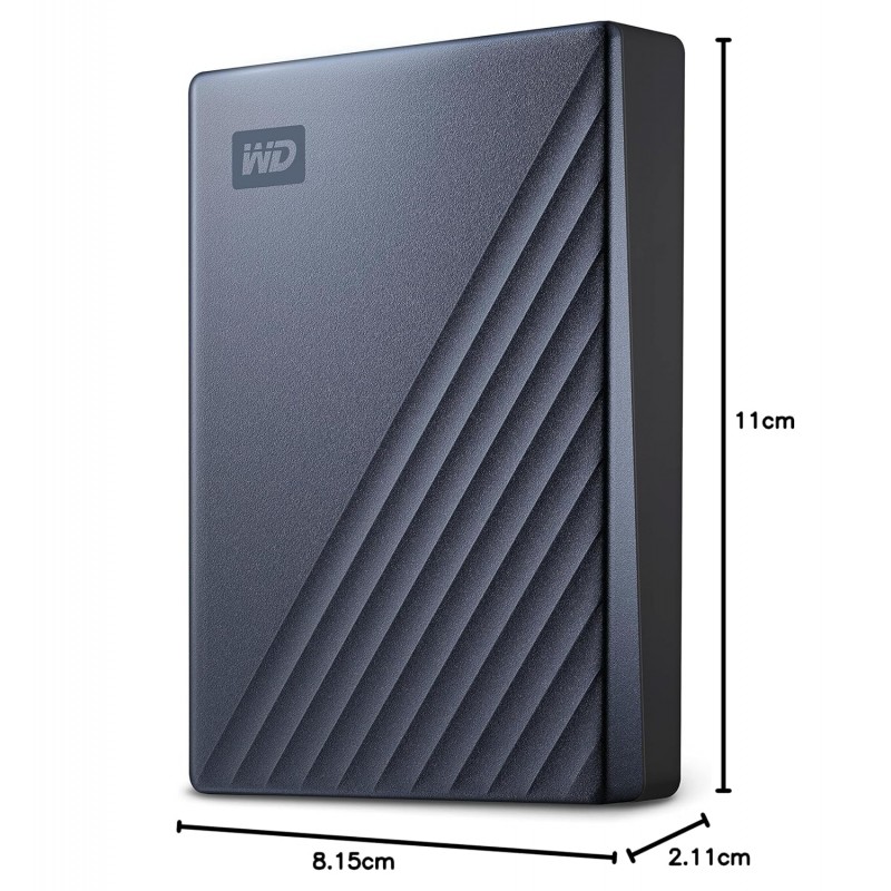 WD Western Digital 4TB My Passport Ultra Portable Hard Disk Metal Drive, USB-C & USB 3.1 with Automatic Backup,Password Protection, Compatible with Windows&Mac, External HDD-Blue