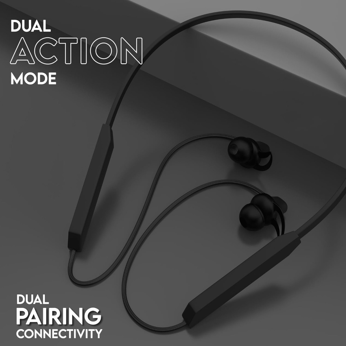 FD EW201 Extra Bass In Ear Wireless Earphones With Mic (Black)