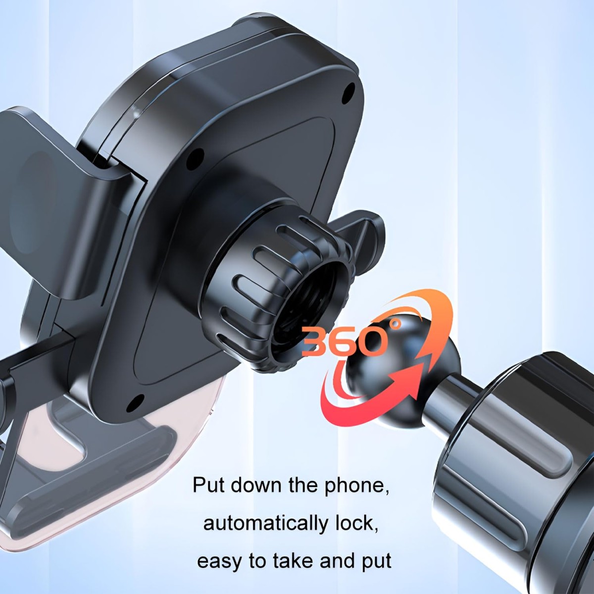 WOSCHER N81-C2,Clamp Car Mobile Holder with Strong Suction Cup | One Click Release Button (Black) Car Holder Adjustable Car Phone