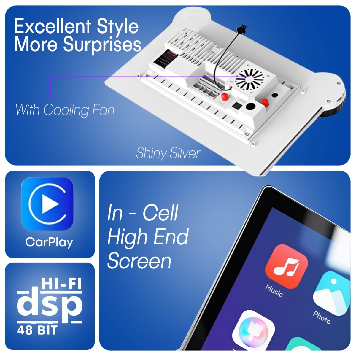 Wagzo Diamond 2K Car Android System Touch Screen 4GB+64GB|4 Core|Wireless Carplay Adapter & Android Auto | Car Stereo |Universal All Cars| Including AHD Rear View Camera| 1+1 Years Warranty | WAD-06