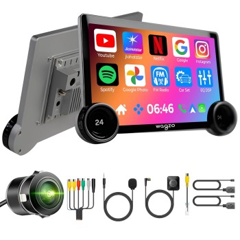 Wagzo Diamond 2K Car Android System Touch Screen 4GB+64GB|4 Core|Wireless Carplay Adapter & Android Auto | Car Stereo |Universal All Cars| Including AHD Rear View Camera| 1+1 Years Warranty | WAD-06