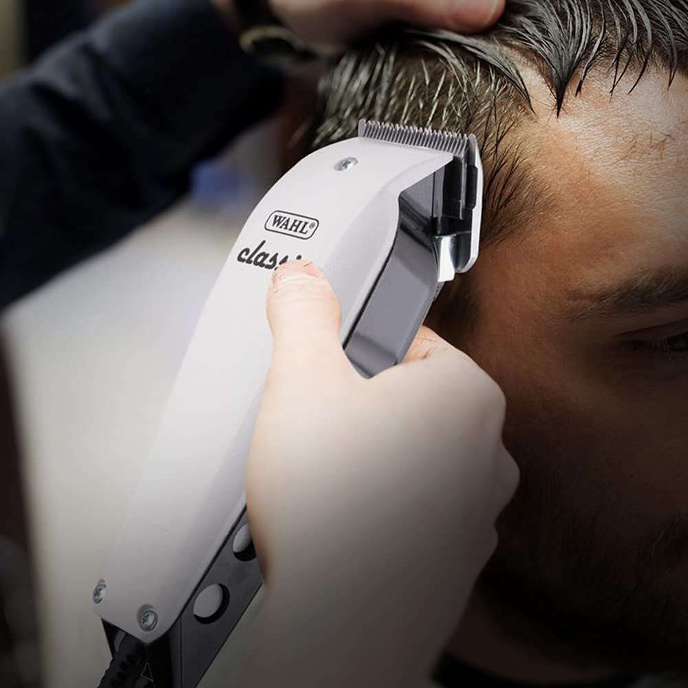 Wahl 08747-024 Corded Classic Series Clipper for Unisex; 6000 Rpm; 1-2 Mm Cutting Lengths; Taper Blades For Tapering And Fading; White