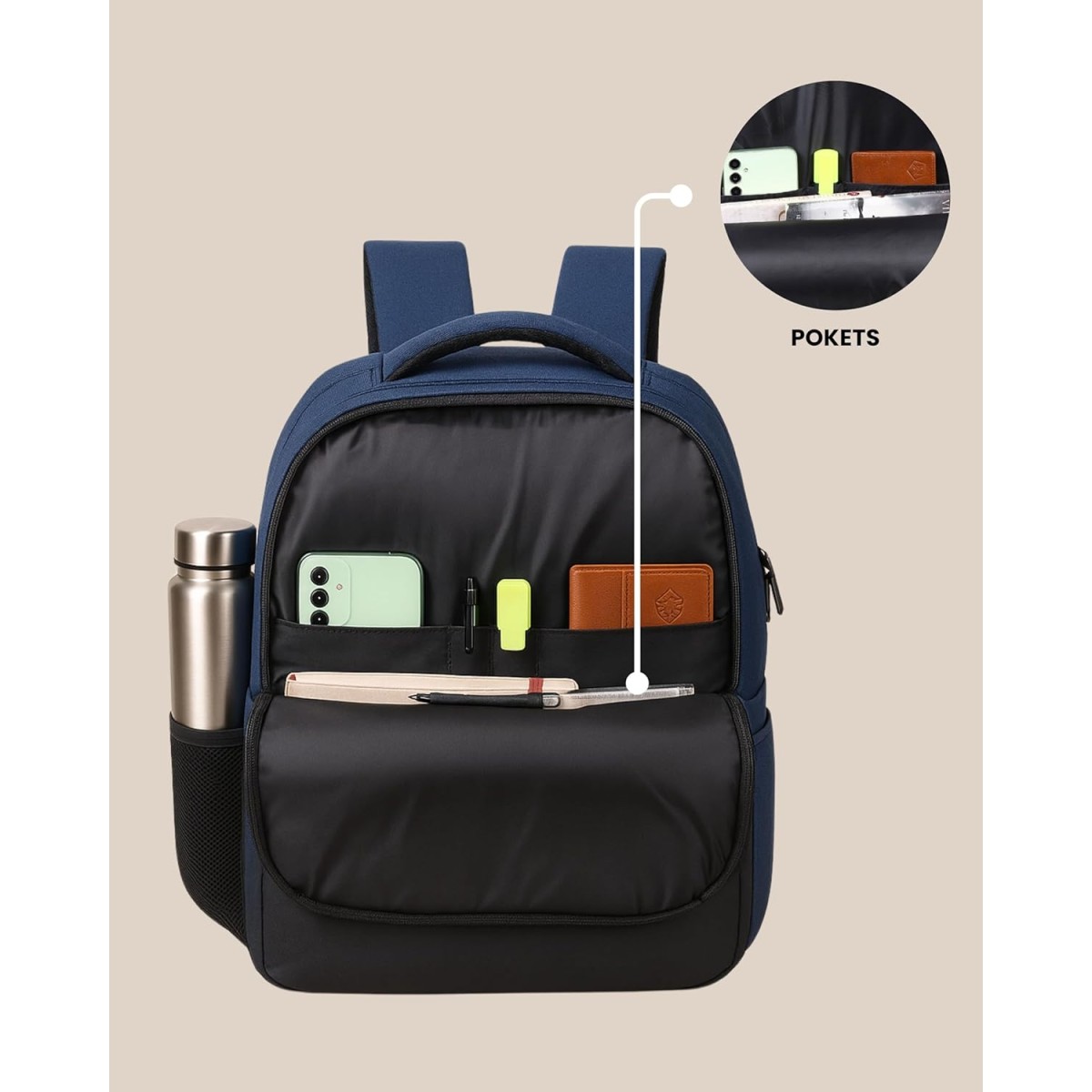 Wesley Milestone 2.0 Casual Waterproof Laptop Backpack/Office Bag/School Bag/College Bag/Travel Backpack (Dimensions:13x18 inches) (Compatible with 39.62cm(15.6inch laptop) 30 L (Blue & black)