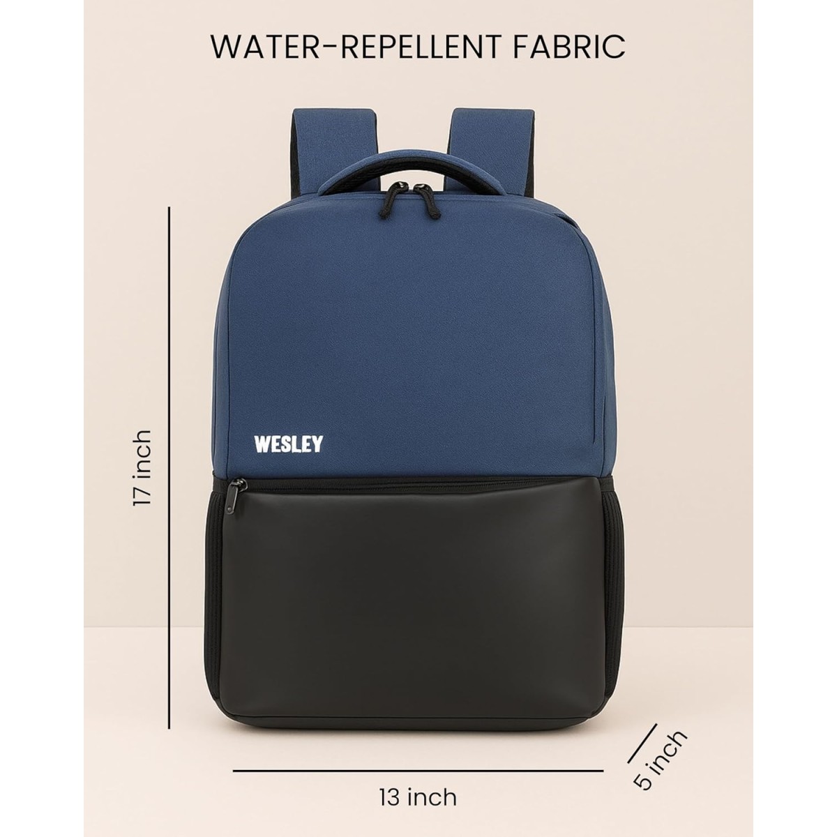 Wesley Milestone 2.0 Casual Waterproof Laptop Backpack/Office Bag/School Bag/College Bag/Travel Backpack (Dimensions:13x18 inches) (Compatible with 39.62cm(15.6inch laptop) 30 L (Blue & black)