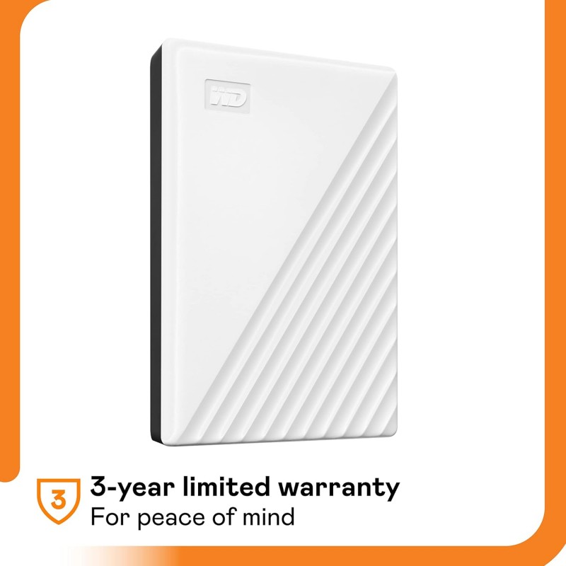 Western Digital WD 2TB My Passport Portable Hard Disk Drive, USB 3.0 with Automatic Backup, 256 Bit AES Hardware Encryption,Password Protection,Compatible with Windows and Mac, External HDD-White