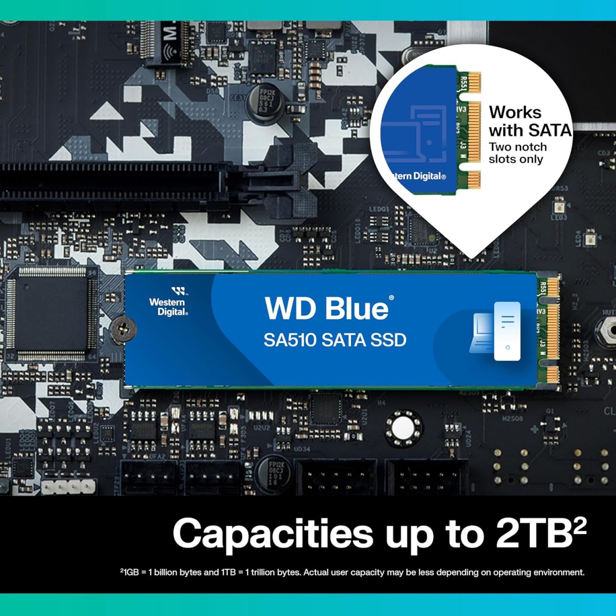 Western Digital WD Blue SA510 M.2 1TB, Up to 560MB/s, 2.5 Inch/7 mm, 5Y Warranty, Internal Solid State Drive (SSD) (WDS100T3B0B)