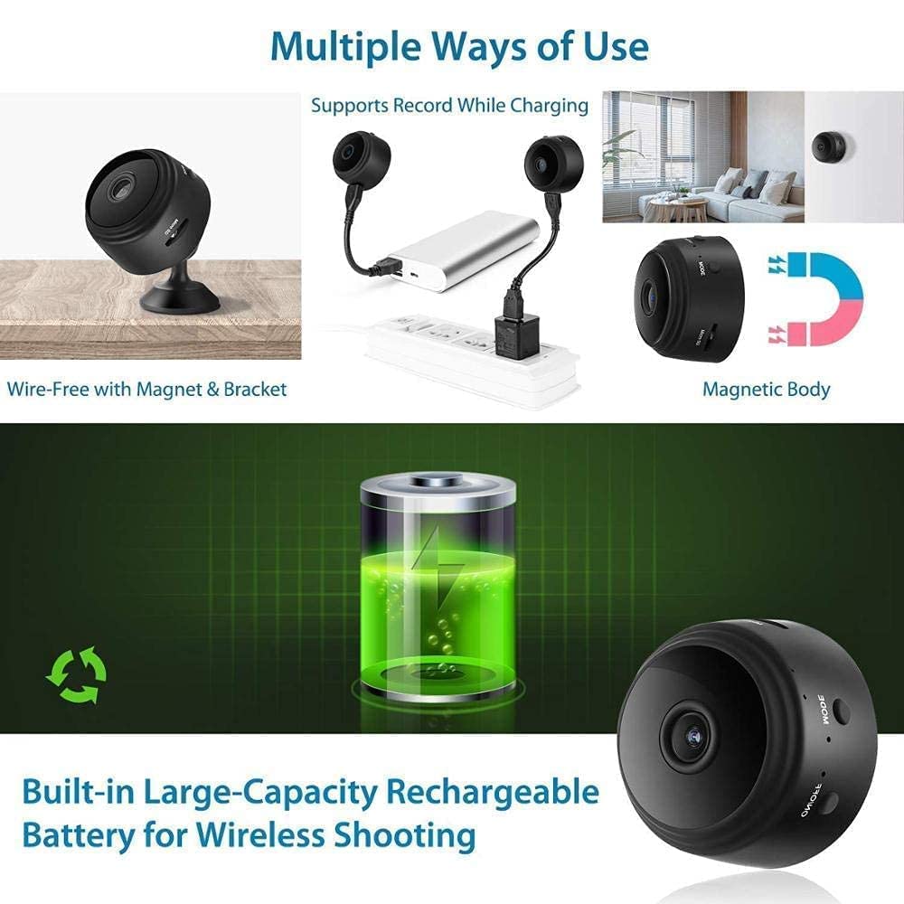 WiFi Spy Camera Hidden for Home Outdoor High HD Focus Spy Magnet Mini Live Stream Night Vision IP Wireless 1080P Audio Video Hidden Indoor Nanny Camera for Home Offices Security