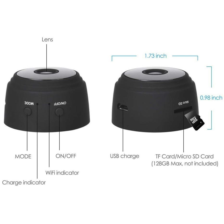 WiFi Spy Camera Hidden for Home Outdoor High HD Focus Spy Magnet Mini Live Stream Night Vision IP Wireless 1080P Audio Video Hidden Indoor Nanny Camera for Home Offices Security