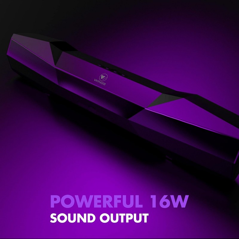 Wings Centerstage 100, 16W Soundbar, with 5.0 Bluetooth, Aux Input and 7 Hours Playtime