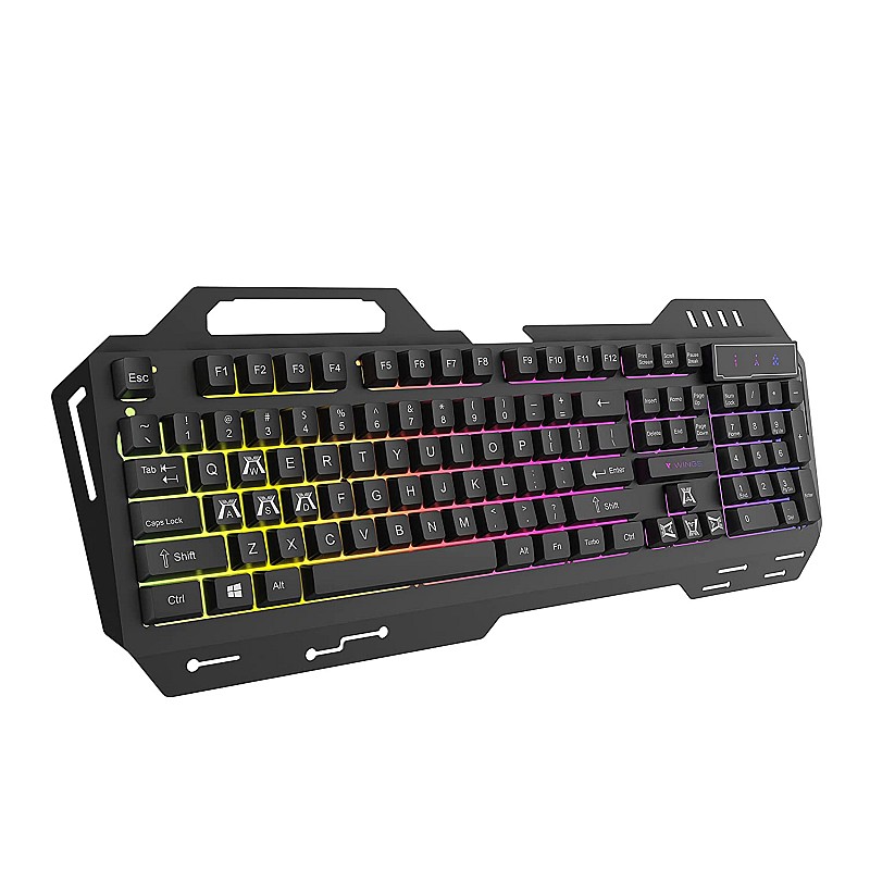 Wings grind usb-a 100 gaming keyboard with metallic casing 19 anti-ghosting key and changeable backlight black-