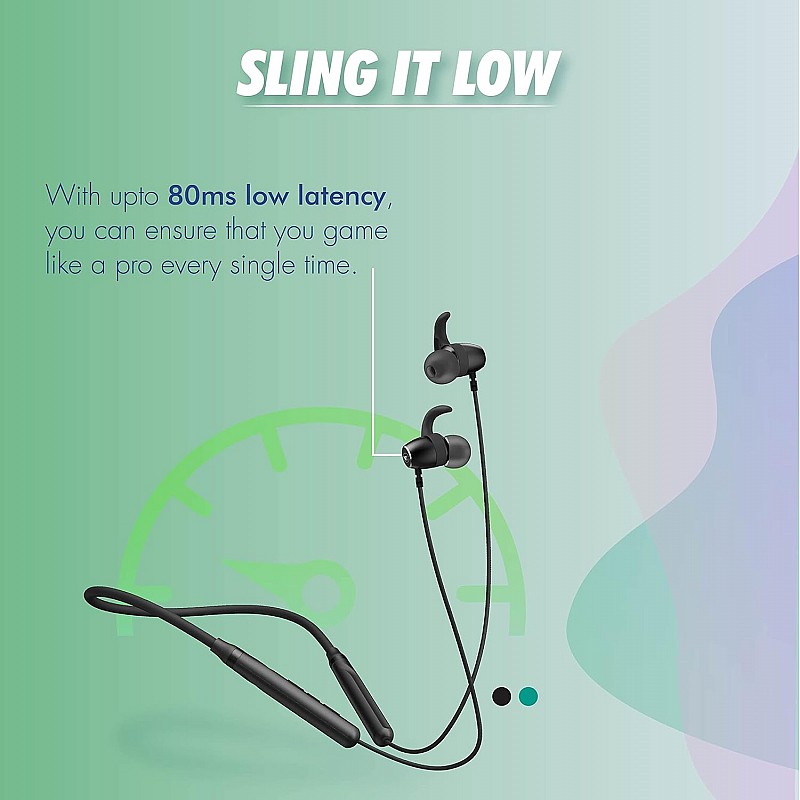 Wings Sling100, Bluetooth Wireless In Ear Earphones With Mic 5.1 Environmental Noise Cancellation, Vibration Alert 20 Hours Playtime - Black, (Wl-Sling100-Blk)