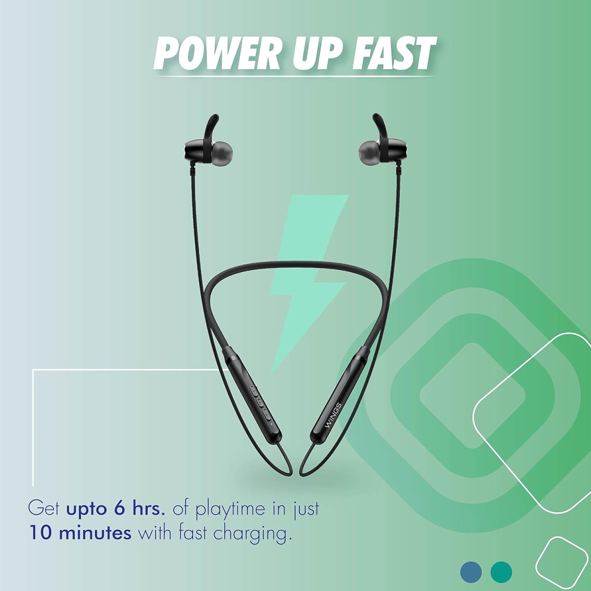 Wings Sling100, Bluetooth Wireless In Ear Earphones With Mic 5.1 Environmental Noise Cancellation, Vibration Alert 20 Hours Playtime - Black, (Wl-Sling100-Blk)