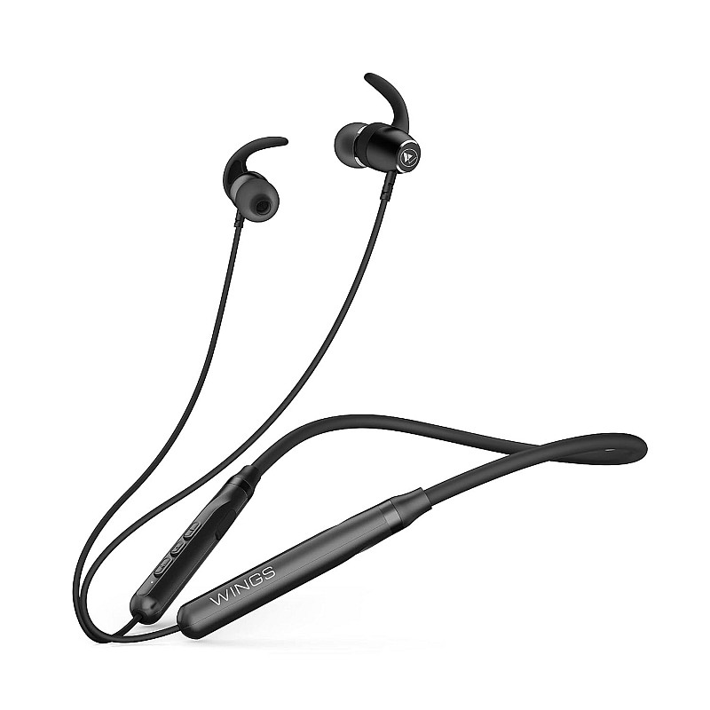 Wings Sling100, Bluetooth Wireless In Ear Earphones With Mic 5.1 Environmental Noise Cancellation, Vibration Alert 20 Hours Playtime - Black, (Wl-Sling100-Blk)