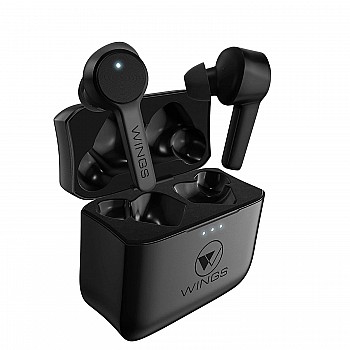 Wings Techno TWS Bluetooth 5.0 True Wireless in Ear TWS Earbuds Earphones Headphones with Mic Black