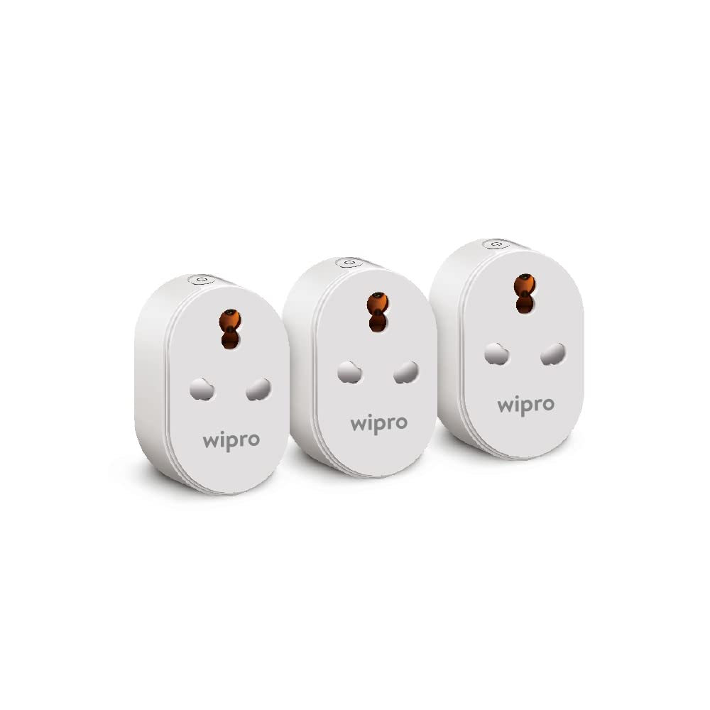 Wipro 16A Wi-Fi Smart Plug with Energy Monitoring- Suitable for Large Appliances like Geysers, Microwave Ovens, Air Conditioners (Works with Alexa and Google Assistant)- White