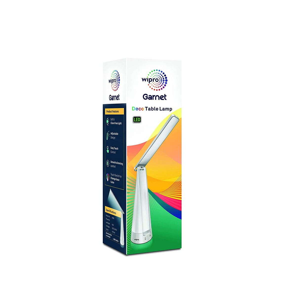 Wipro 6W LED Table Lamp-3 Grade Dimming and Ambience Lighting 6 color options,White,Pack of 1