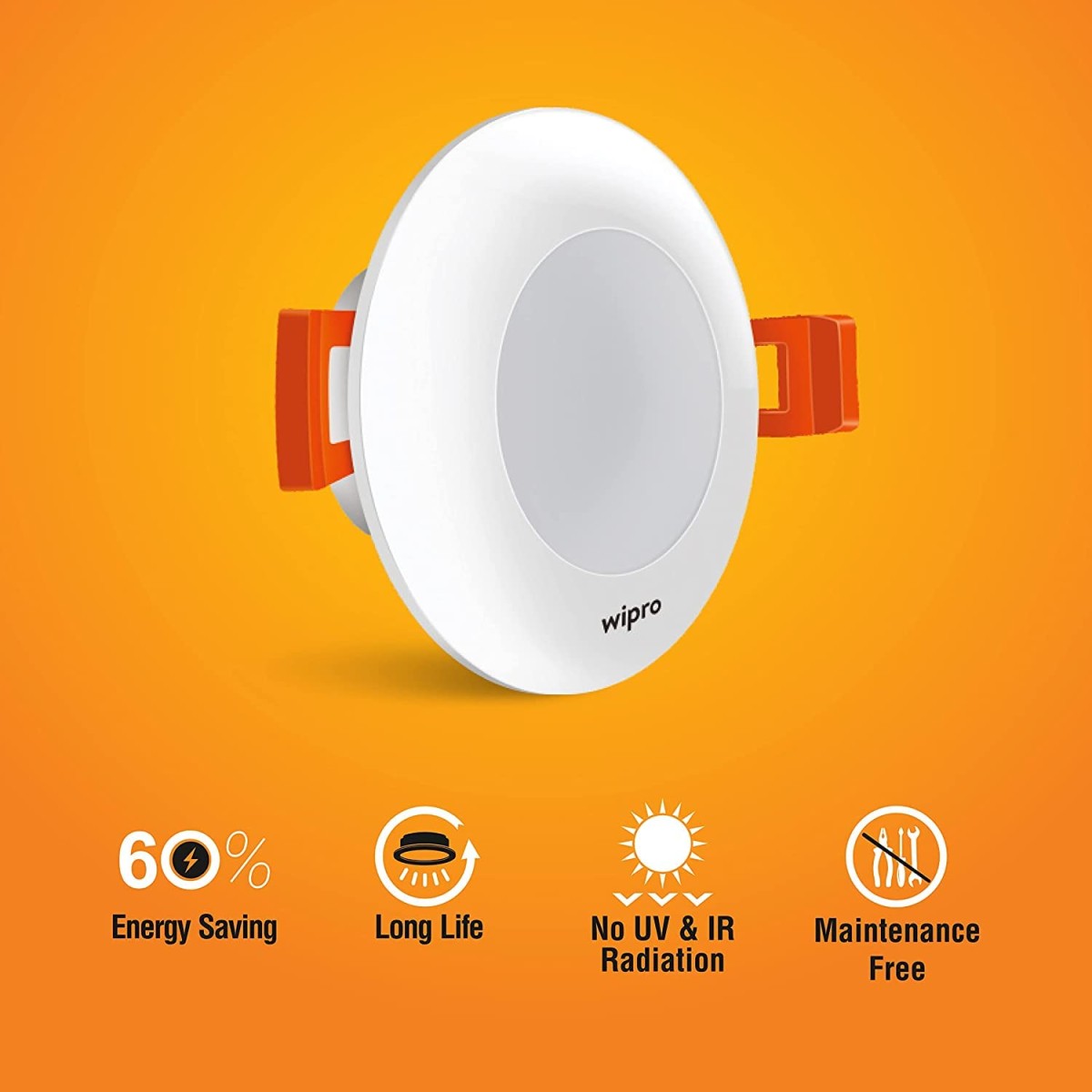Wipro Garnet 3W Led Mini Downlight|Warm White (2700K)|Compact Design with 120° Beam Angle|Recessed Down Light for False Ceiling|Cutout-2.3 Inch|Pack of 2
