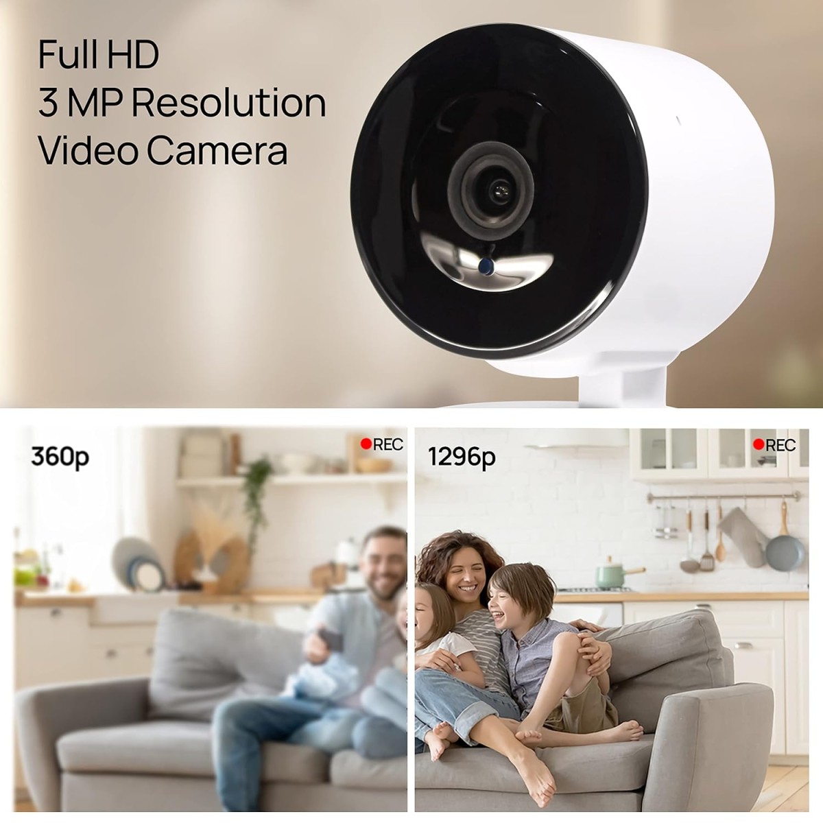 Wipro Smart Wireless Security CCTV Camera | 3 MP 1296p Full HD |AI Powered Motion Detection | Infrared Night Vision | 360° Panorama |Two-Way Communication| Alexa, Google Assistant & App Control, White
