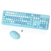 Wireless Computer Keyboard and Mouse, Colorful Typewriter, Retro Keyboard with Round Keycaps, USB Keyboard and Mouse Set, 2.4GHz Full Size for Windows, Mac, PC, Laptop (Blue)