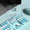 Wireless Computer Keyboard and Mouse, Colorful Typewriter, Retro Keyboard with Round Keycaps, USB Keyboard and Mouse Set, 2.4GHz Full Size for Windows, Mac, PC, Laptop (Blue)