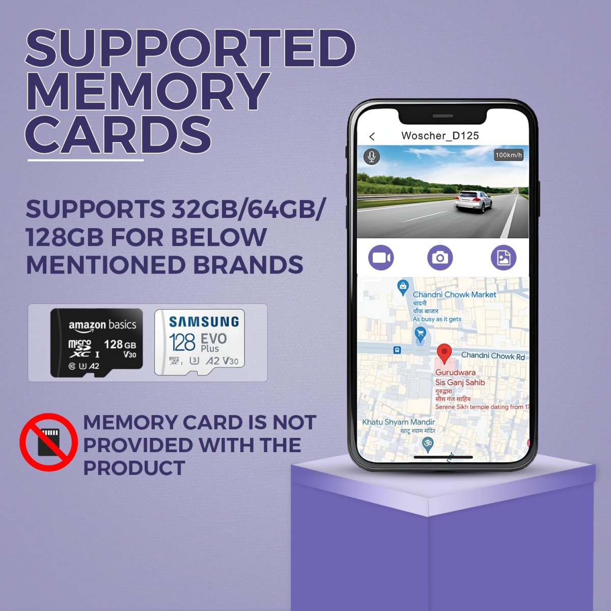 Woscher Dashcam for Cars |FHD 1080p |Super Capacitor |WiFi Connect | Accident Recording | Easy DIY Set Up |Upto 128GB SD Card Supported| Charcoal Gray| iOS/Android Mobile App (2024)| 2 Years Warranty