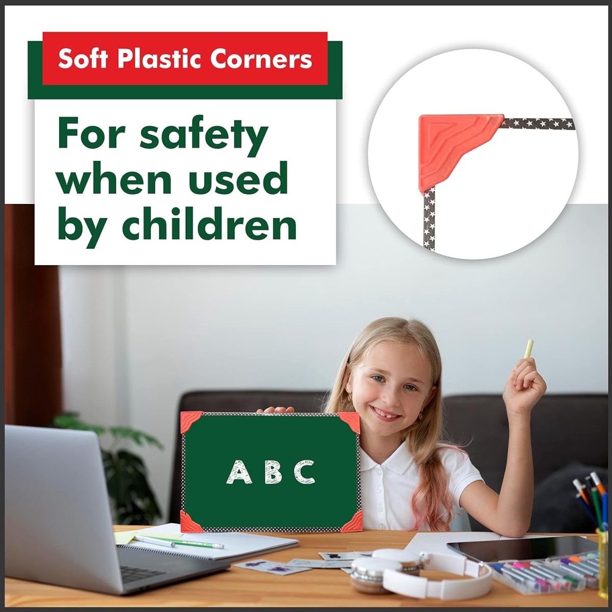 YAJNAS Non Magnetic 8 inch x 11 inch Double Sided White Board and Chalk Board Both Side Writing Boards, One Side White Surface and Reverse Side Green (Pack of 2)