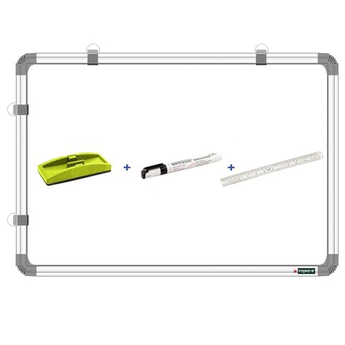 YAJNAS White Board 1.5x2 feet Non Magnetic Double Sided White Board and Chalk Board, Includes 1 White Board, 1 Whiteboard Duster, 1 White Board