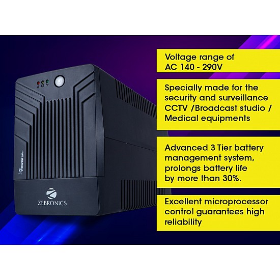 Zebronics MLS750 UPS Micro Load UPS for Surveillance CCTV/Broadcast Studio/Medical equipments