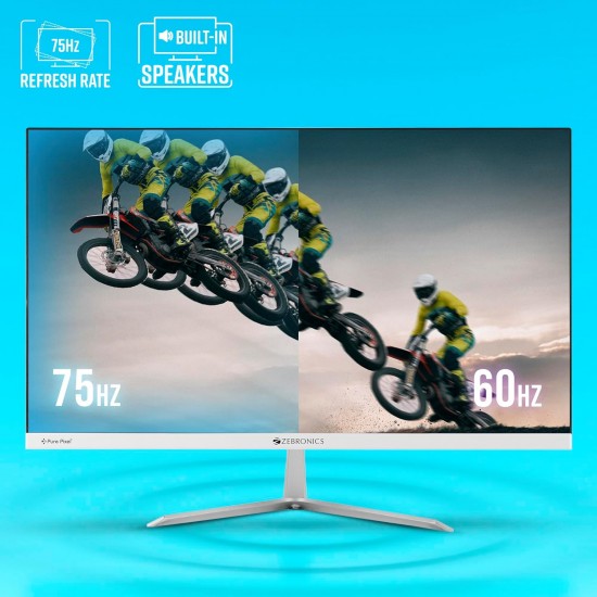 ZEBRONICS A27FHD LED, Gaming Monitor, 27 inch (68.58cm), 300 nits, 165hz, Slim Design, FHD, 1080p, Wall Mountable, HDMI, DisplayPort, USB Port, Metal Stand, Built-in Speakers