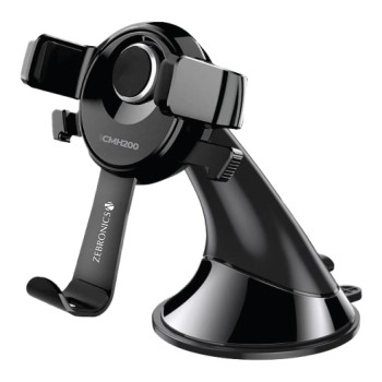 ZEBRONICS CMH200, Car Mobile Holder, Upto 6.8 inches, 360° Rotatable, One Press Lock and Release, Strong Suction Cup for Windshield & Dashboard, Stable