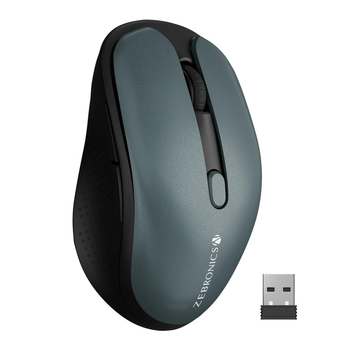 ZEBRONICS Charm Rechargeable Wireless Mouse, Dual Mode (2.4GHz + BT), Dual Bluetooth, Upto 1600 DPI, Silent Operation, 6 Buttons, Comfortable & Ergonomic, for Mac | Laptop | Computer (Metallic Black)