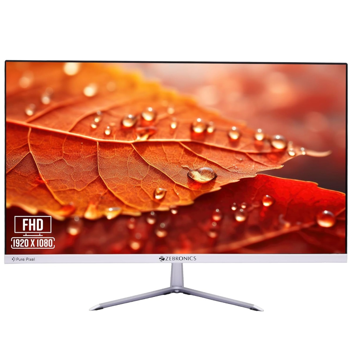 ZEBRONICS EA124 LED Monitor with FHD 1920x1080,75Hz Refresh Rate, 16.7M Colors, 16:9 Aspect Ratio, 250 nits Brightness (max), Ultra Slim Bezel, Built-in Speakers, Metal stand, Dual Input
