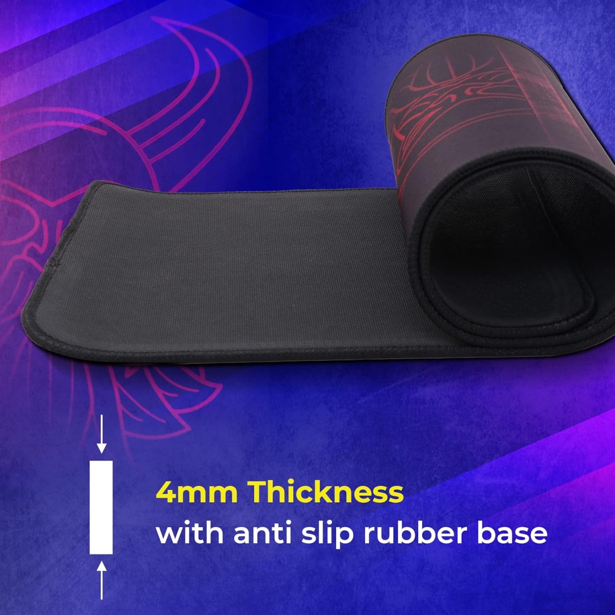 ZEBRONICS Firestorm Gaming Mouse pad for All Mouse sensors with Micro-Textured Fabric Surface, Anti Slip Rubber Base, 800x300mm Size, 4mm