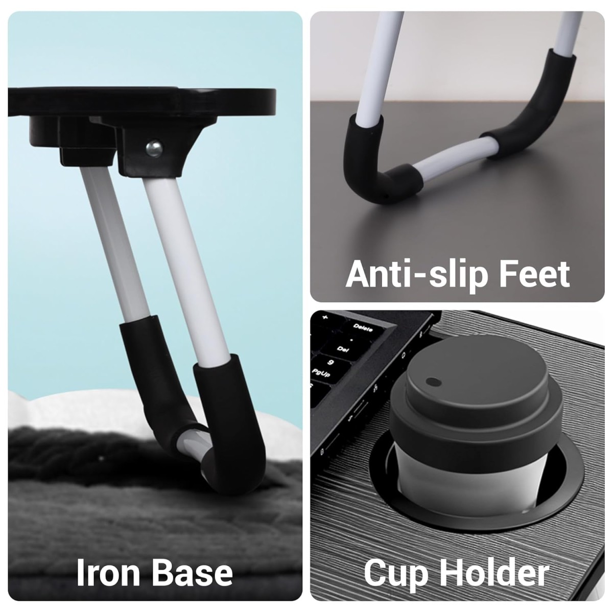 ZEBRONICS LAPDESK X1 – Foldable Laptop Study Bed Table, Tablet Dock, Pen & Cup Holder, Anti Slip Rubber Feet, Max 15Kg Support, for Students & Work