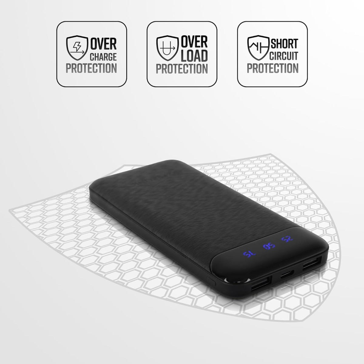ZEBRONICS MB10000S4 Power Bank, 10000 mAh, 12W, Dual USB Output, Type C & Micro USB Input