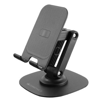 ZEBRONICS MTS200, Foldable Mobile Holder, Upto 9.6 inches, 360° Rotatable, Stepless Multi Angle Adjustment, Anti-Skid Base & Resting pad, Lightweight & Handy, Compatible with Mobile & Tablet (Black)