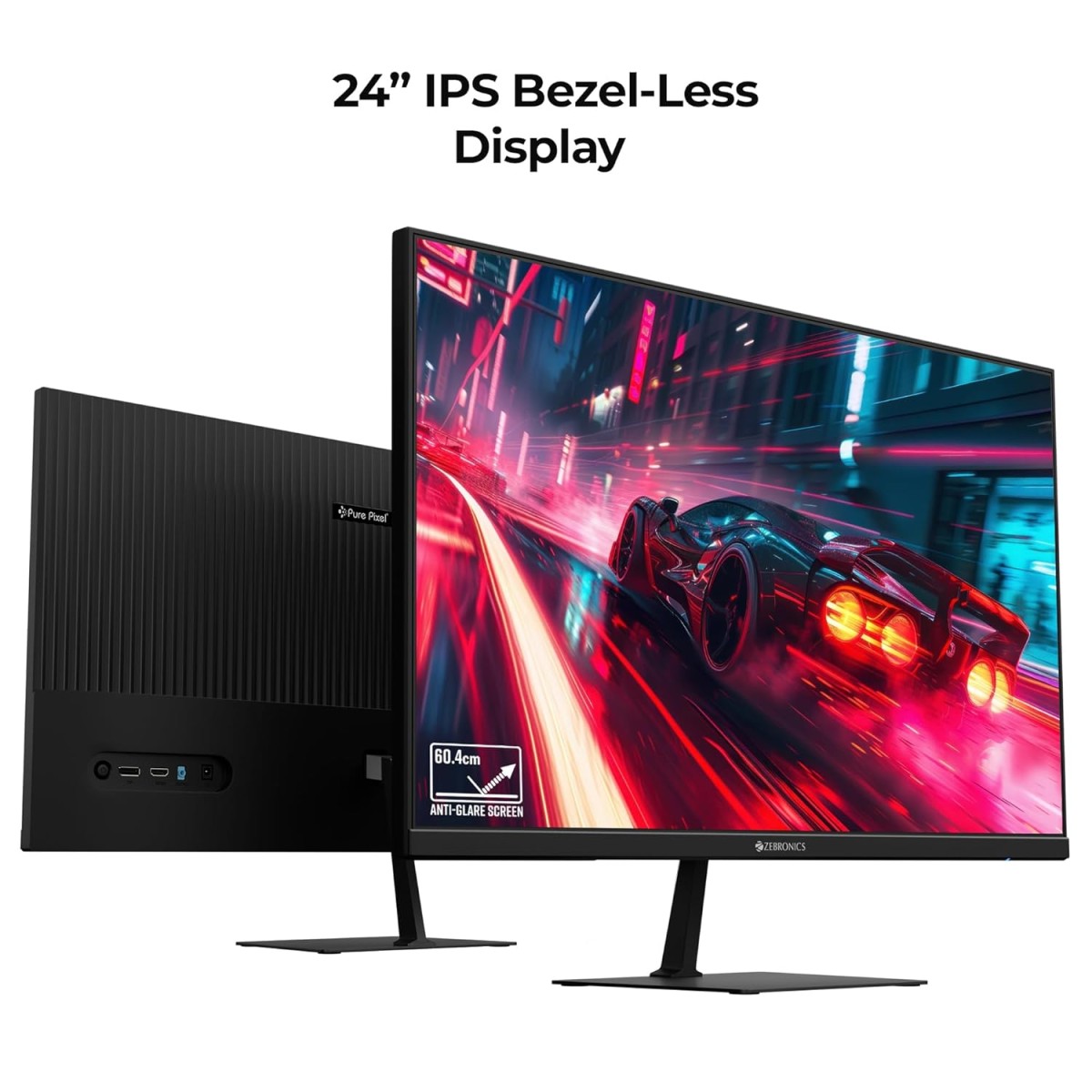 ZEBRONICS N24A 24"(60.4 cm) Gaming Monitor, FHD 1920x1080, IPS-Antiglare Display, 280Nits, 180Hz, 1ms MPRT, HDR10, 99% sRGB, Adaptive Sync, 1 x DP | 1 x HDMI | 1 x 3.5mm
