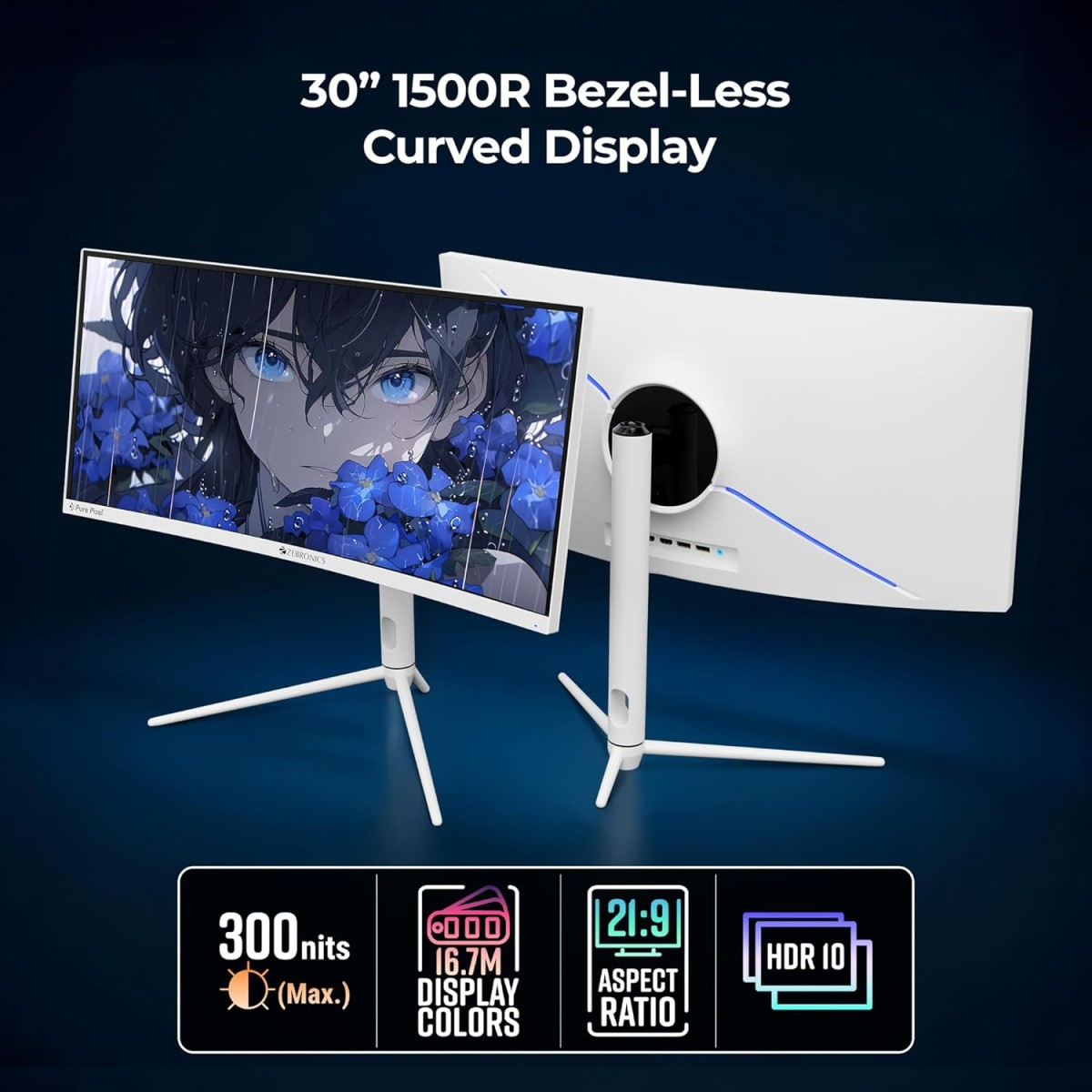 ZEBRONICS N24A 24"(60.4 cm) Gaming Monitor, FHD 1920x1080, IPS-Antiglare Display, 280Nits, 180Hz, 1ms MPRT, HDR10, 99% sRGB, Adaptive Sync, 1 x DP | 1 x HDMI | 1 x 3.5mm