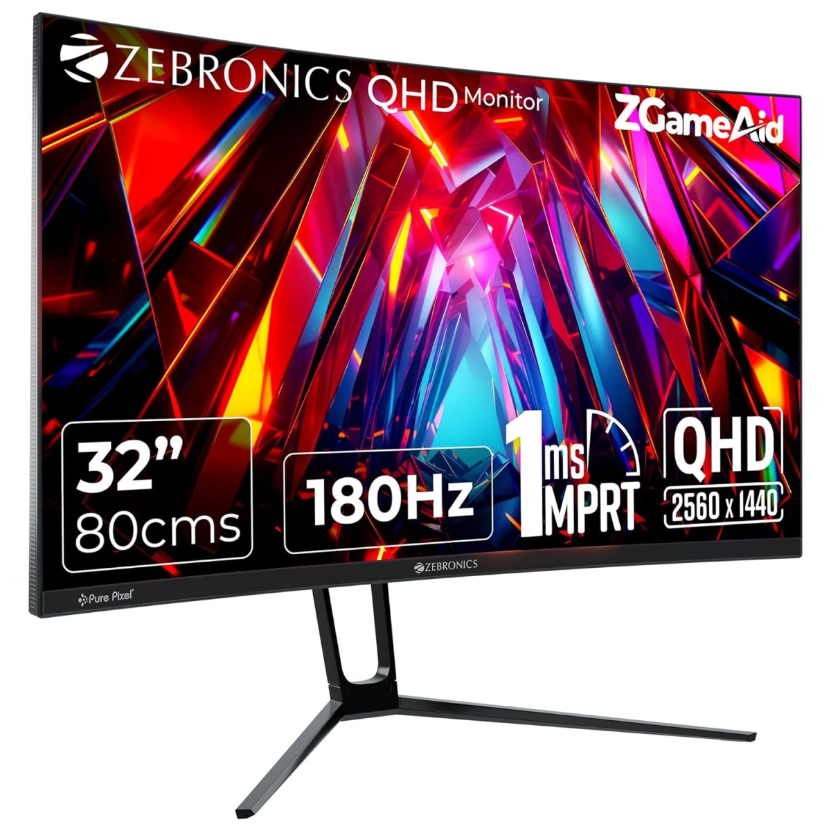 ZEBRONICS N24A 24"(60.4 cm) Gaming Monitor, FHD 1920x1080, IPS-Antiglare Display, 280Nits, 180Hz, 1ms MPRT, HDR10, 99% sRGB, Adaptive Sync, 1 x DP | 1 x HDMI | 1 x 3.5mm