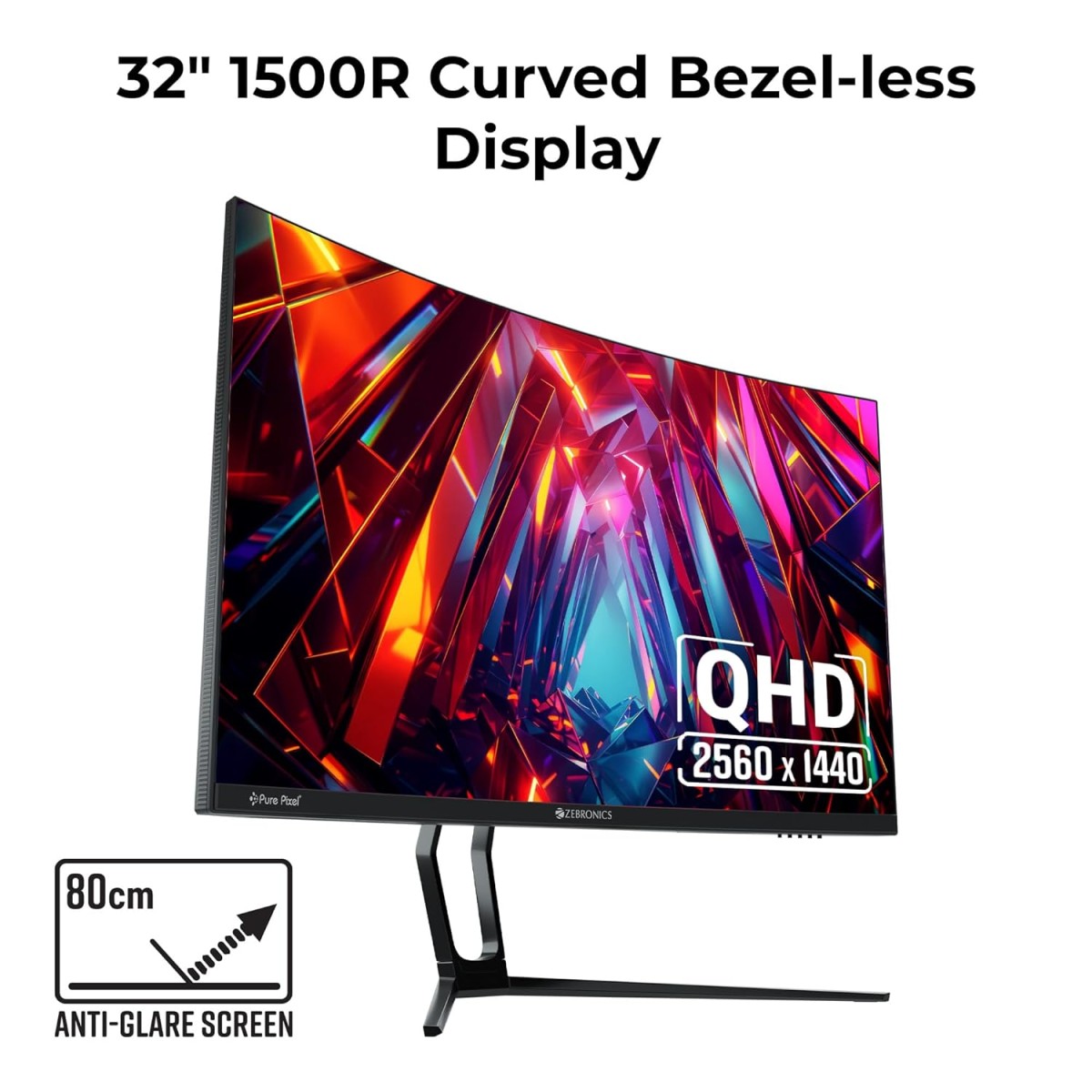 ZEBRONICS N24A 24"(60.4 cm) Gaming Monitor, FHD 1920x1080, IPS-Antiglare Display, 280Nits, 180Hz, 1ms MPRT, HDR10, 99% sRGB, Adaptive Sync, 1 x DP | 1 x HDMI | 1 x 3.5mm