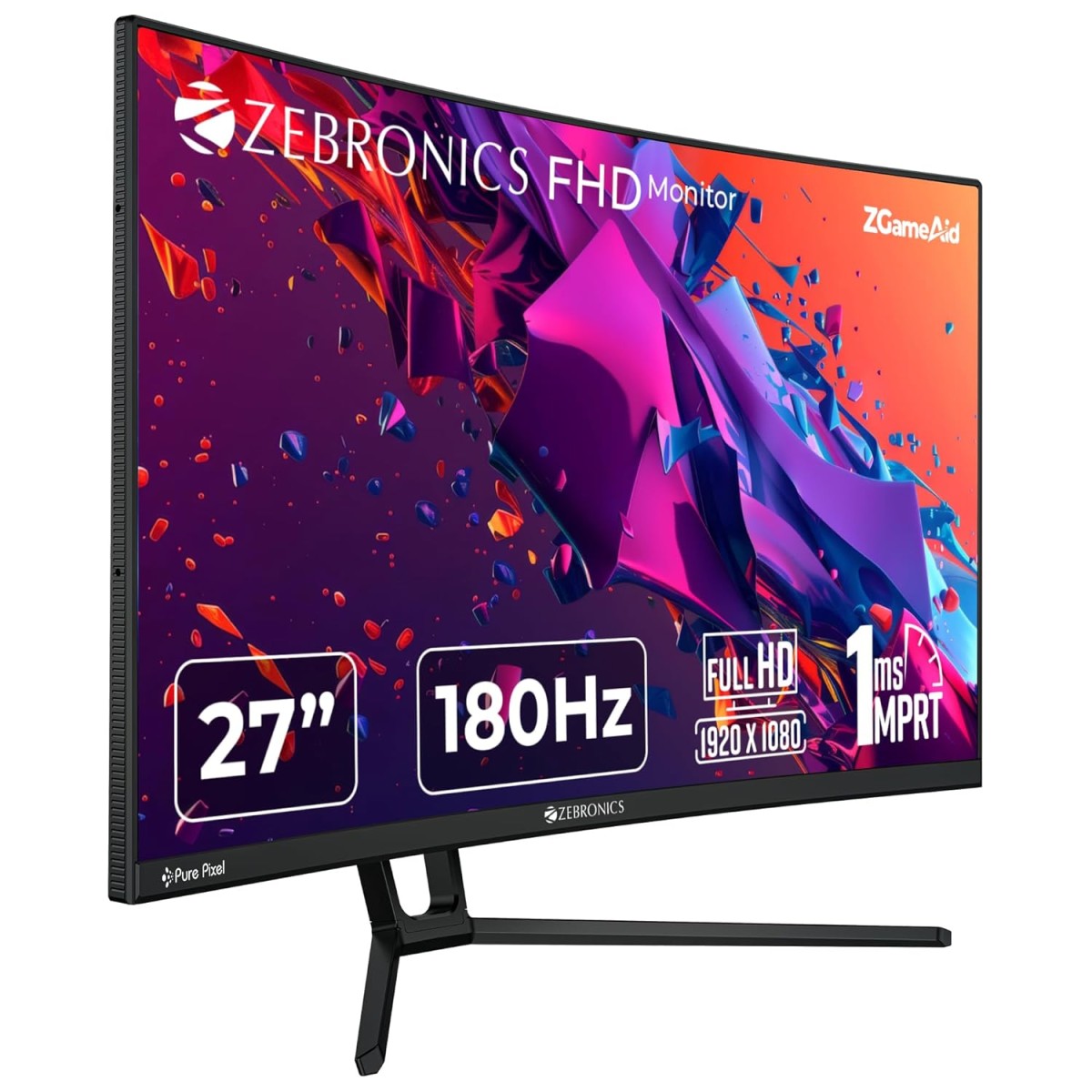 ZEBRONICS N24A 24"(60.4 cm) Gaming Monitor, FHD 1920x1080, IPS-Antiglare Display, 280Nits, 180Hz, 1ms MPRT, HDR10, 99% sRGB, Adaptive Sync, 1 x DP | 1 x HDMI | 1 x 3.5mm